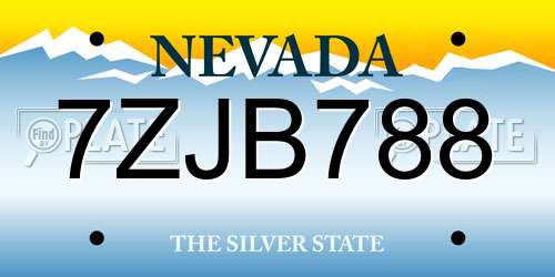 7ZJB788 Nevada License Plate