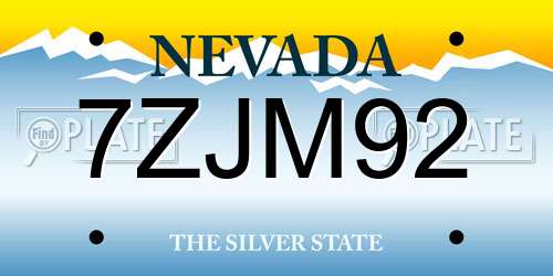 7ZJM92 Nevada License Plate