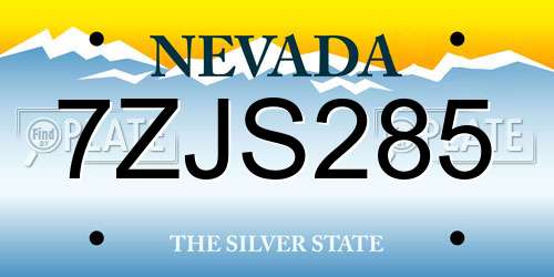 7ZJS285 Nevada License Plate