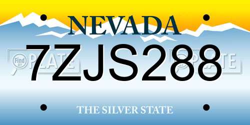 7ZJS288 Nevada License Plate