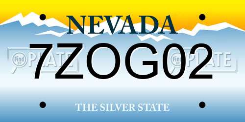 7ZOG02 Nevada License Plate