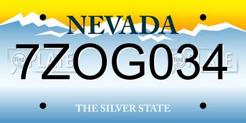 7ZOG034 Nevada License Plate