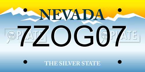 7ZOG07 Nevada License Plate