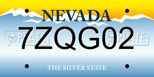 7ZQG02 Nevada License Plate