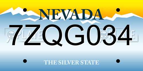 7ZQG034 Nevada License Plate