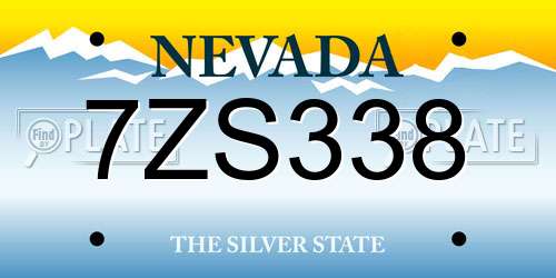 7ZS338 Nevada License Plate