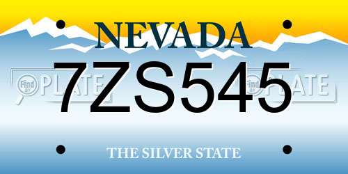 7ZS545 Nevada License Plate