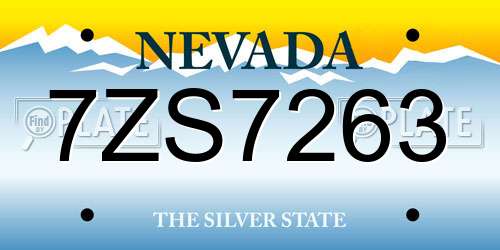 7ZS7263 Nevada License Plate