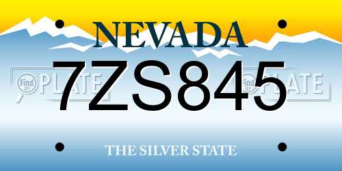 7ZS845 Nevada License Plate