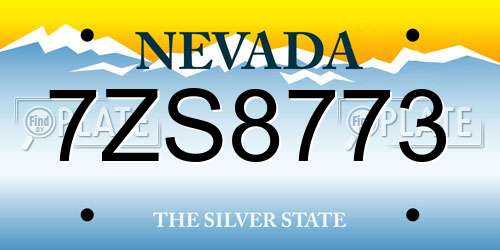 7ZS8773 Nevada License Plate