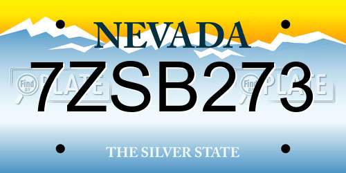 7ZSB273 Nevada License Plate