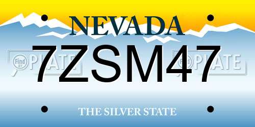 7ZSM47 Nevada License Plate