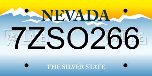 7ZSO266 Nevada License Plate