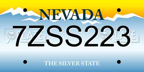 7ZSS223 Nevada License Plate