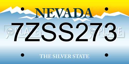 7ZSS273 Nevada License Plate