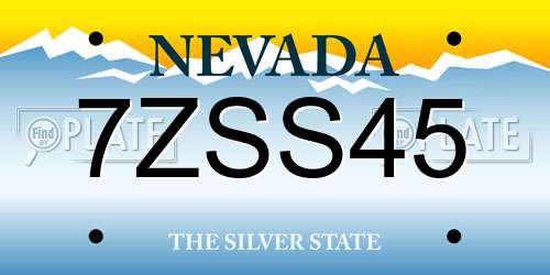 7ZSS45 Nevada License Plate