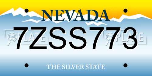 7ZSS773 Nevada License Plate