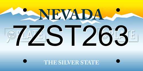 7ZST263 Nevada License Plate