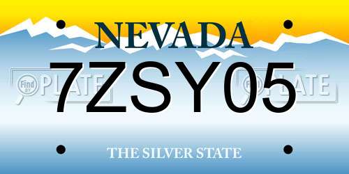 7ZSY05 Nevada License Plate