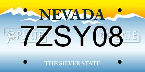 7ZSY08 Nevada License Plate