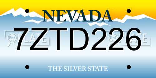 7ZTD226 Nevada License Plate