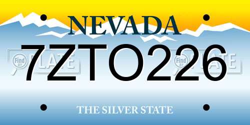 7ZTO226 Nevada License Plate