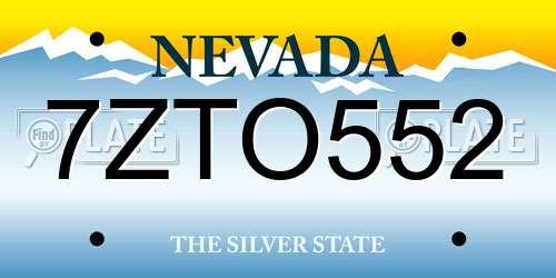 7ZTO552 Nevada License Plate