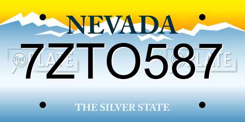 7ZTO587 Nevada License Plate
