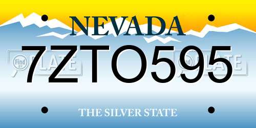 7ZTO595 Nevada License Plate