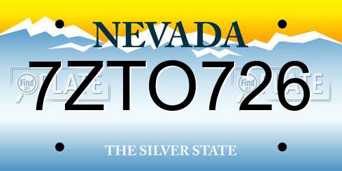 7ZTO726 Nevada License Plate