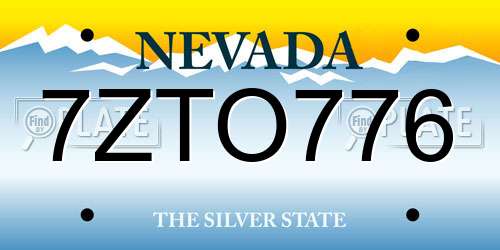 7ZTO776 Nevada License Plate