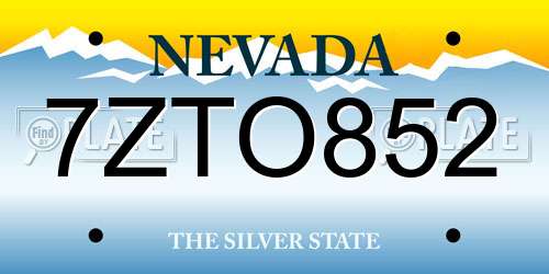 7ZTO852 Nevada License Plate