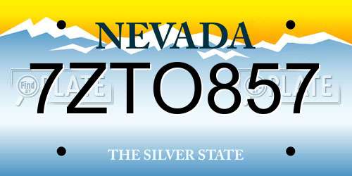 7ZTO857 Nevada License Plate