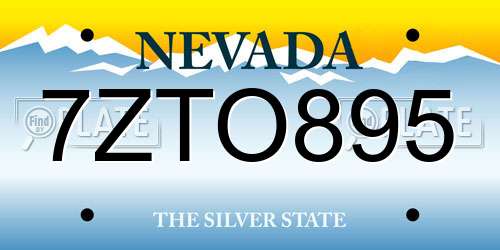 7ZTO895 Nevada License Plate