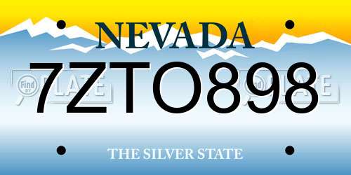 7ZTO898 Nevada License Plate