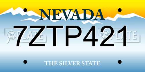 7ZTP421 Nevada License Plate