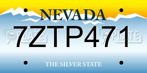 7ZTP471 Nevada License Plate