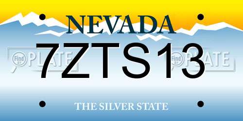 7ZTS13 Nevada License Plate