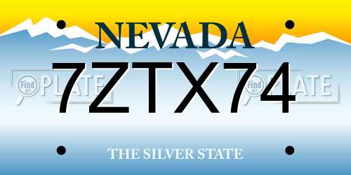 7ZTX74 Nevada License Plate