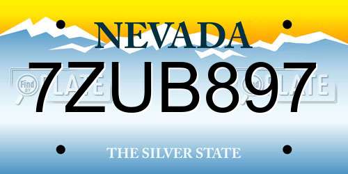 7ZUB897 Nevada License Plate