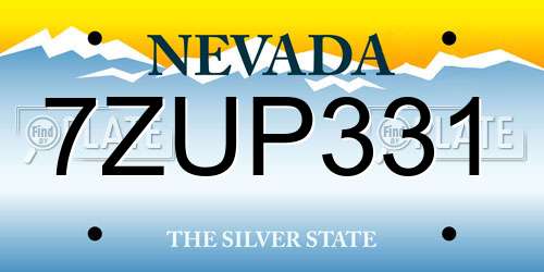 7ZUP331 Nevada License Plate