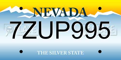 7ZUP995 Nevada License Plate