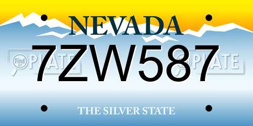 7ZW587 Nevada License Plate