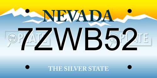 7ZWB52 Nevada License Plate