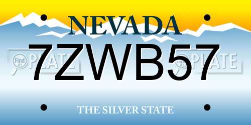 7ZWB57 Nevada License Plate