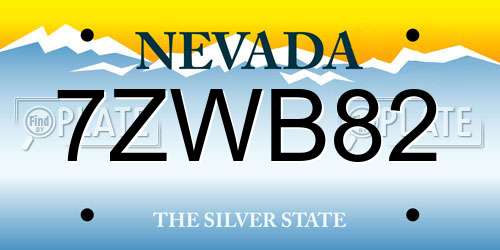7ZWB82 Nevada License Plate