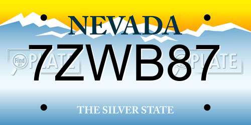 7ZWB87 Nevada License Plate
