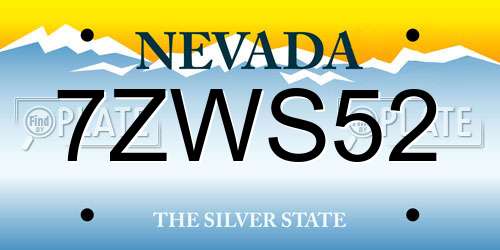 7ZWS52 Nevada License Plate