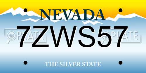 7ZWS57 Nevada License Plate