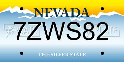 7ZWS82 Nevada License Plate